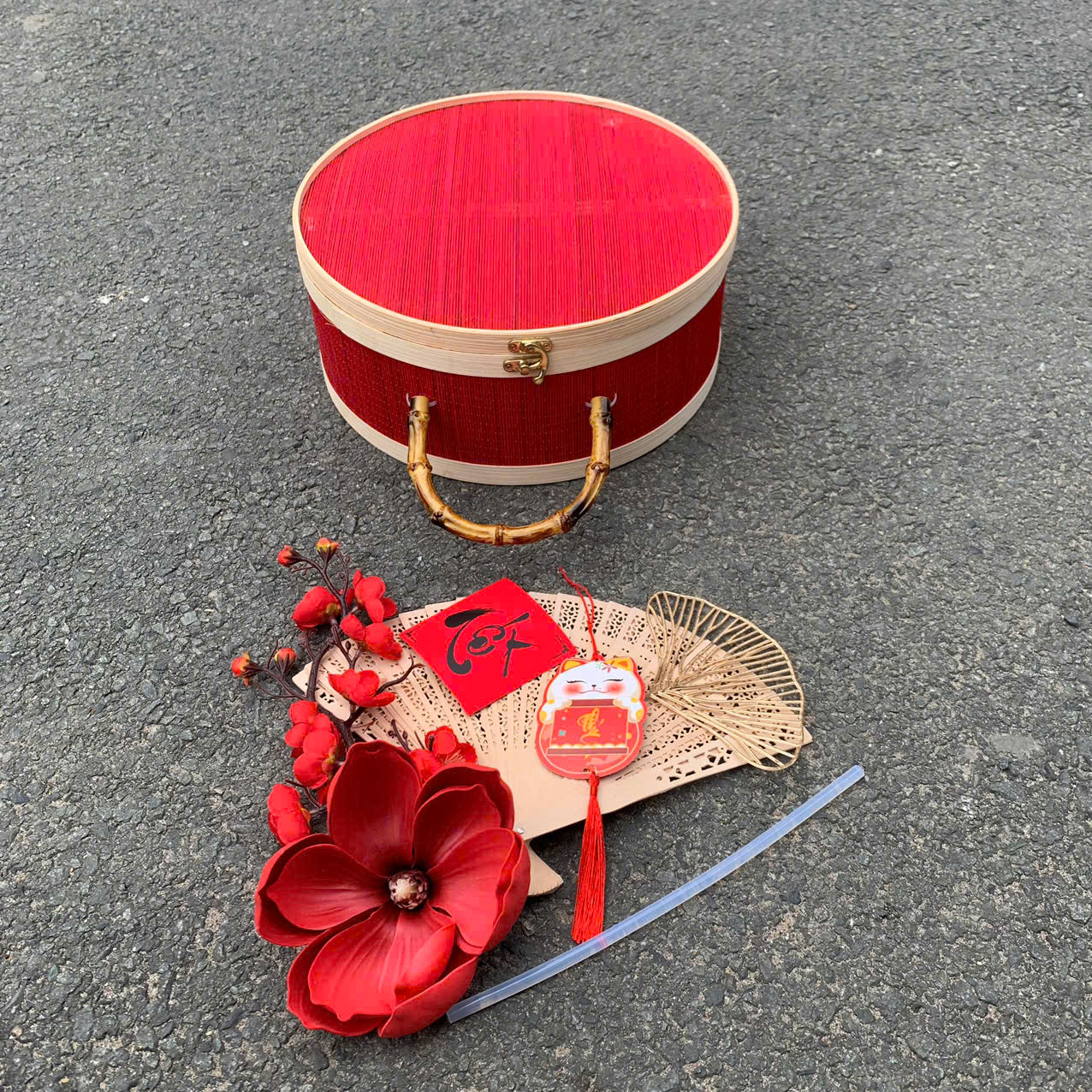 Hộp tre tròn trang trí Tết - Hộp tre làm quà tặng sang trọng