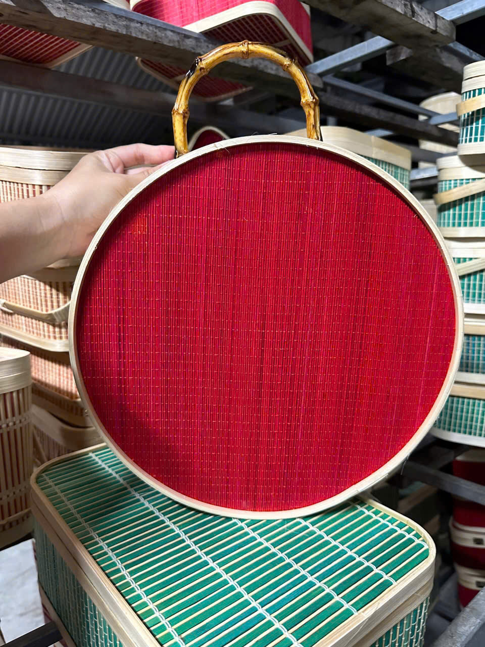 Hộp tre tròn trang trí Tết - Hộp tre làm quà tặng sang trọng