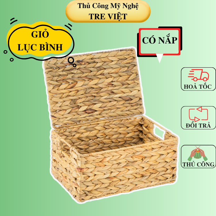 Bộ giỏ lục bình có nắp