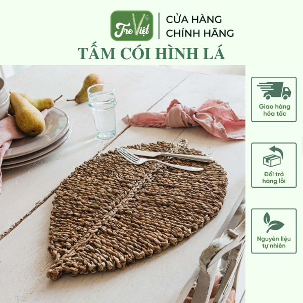 Thảm Cói Trải Sàn Hình Lá Trang Trí Decor Nhà Cửa Chụp Ảnh Cực Xinh