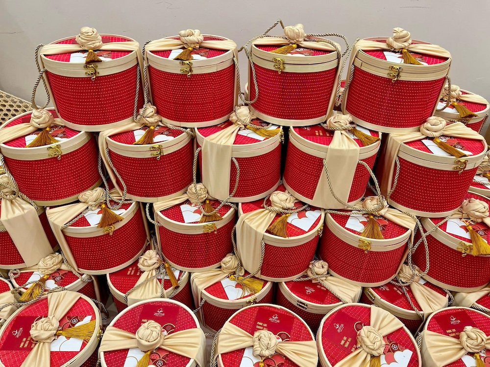 Hộp mành tre tròn nhiều màu đựng quà tặng - Giỏ đựng quà đẹp