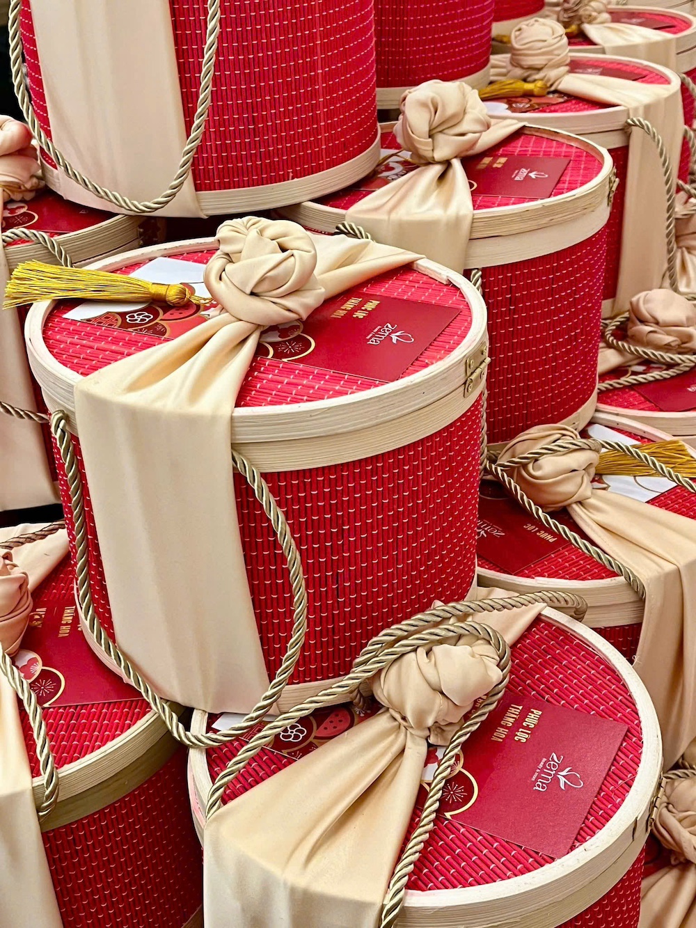 Hộp mành tre tròn nhiều màu đựng quà tặng - Giỏ đựng quà đẹp