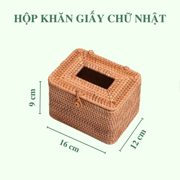 Hộp khăn giấy mây chữ nhật - RATTAN TISSUE BOX