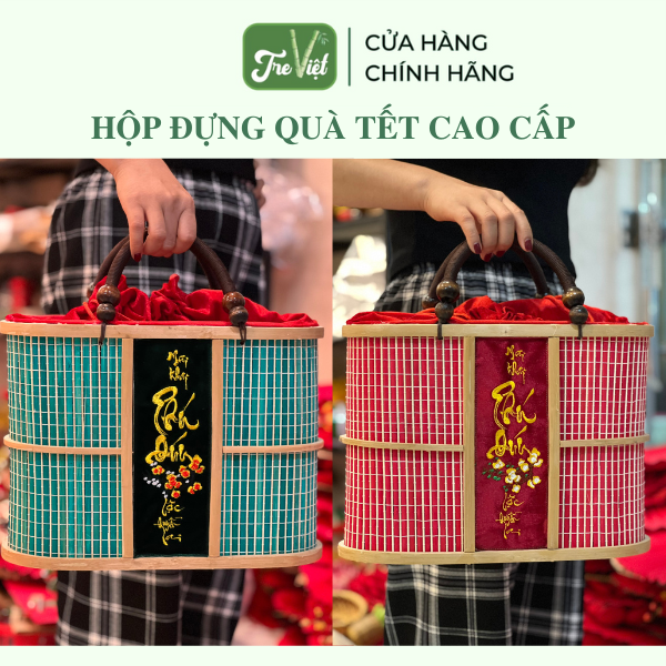 Hộp đựng quà Tết cao cấp - Giỏ mành tre cao cấp đựng quà tặng