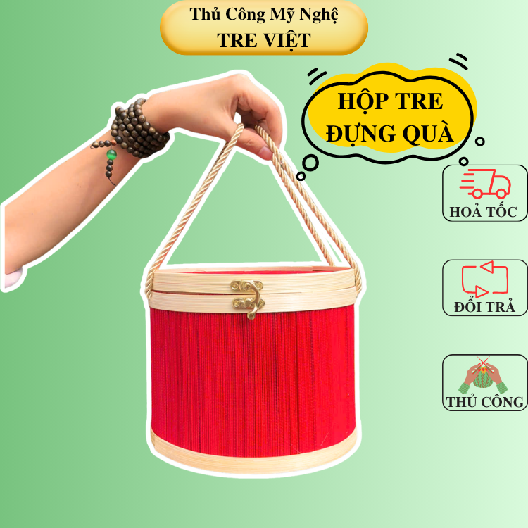 Hộp mành tre tròn nhiều màu đựng quà tặng - Giỏ đựng quà đẹp