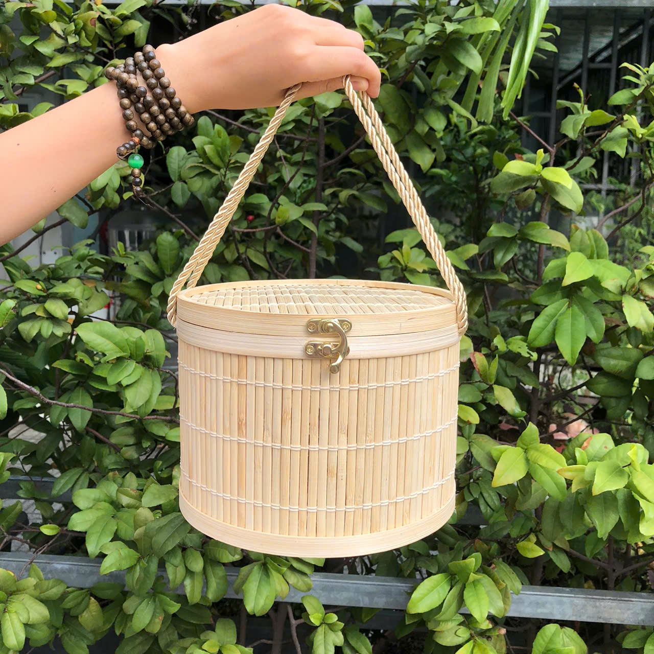 Hộp mành tre tròn nhiều màu đựng quà tặng - Giỏ đựng quà đẹp