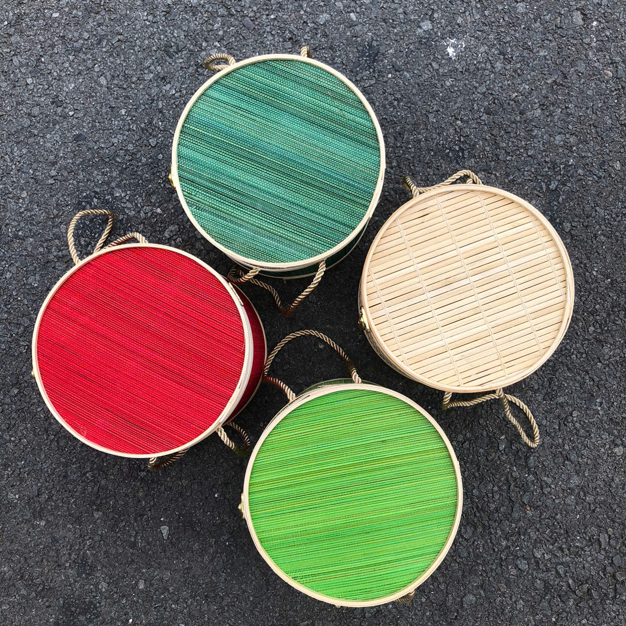 Hộp mành tre tròn nhiều màu đựng quà tặng - Giỏ đựng quà đẹp