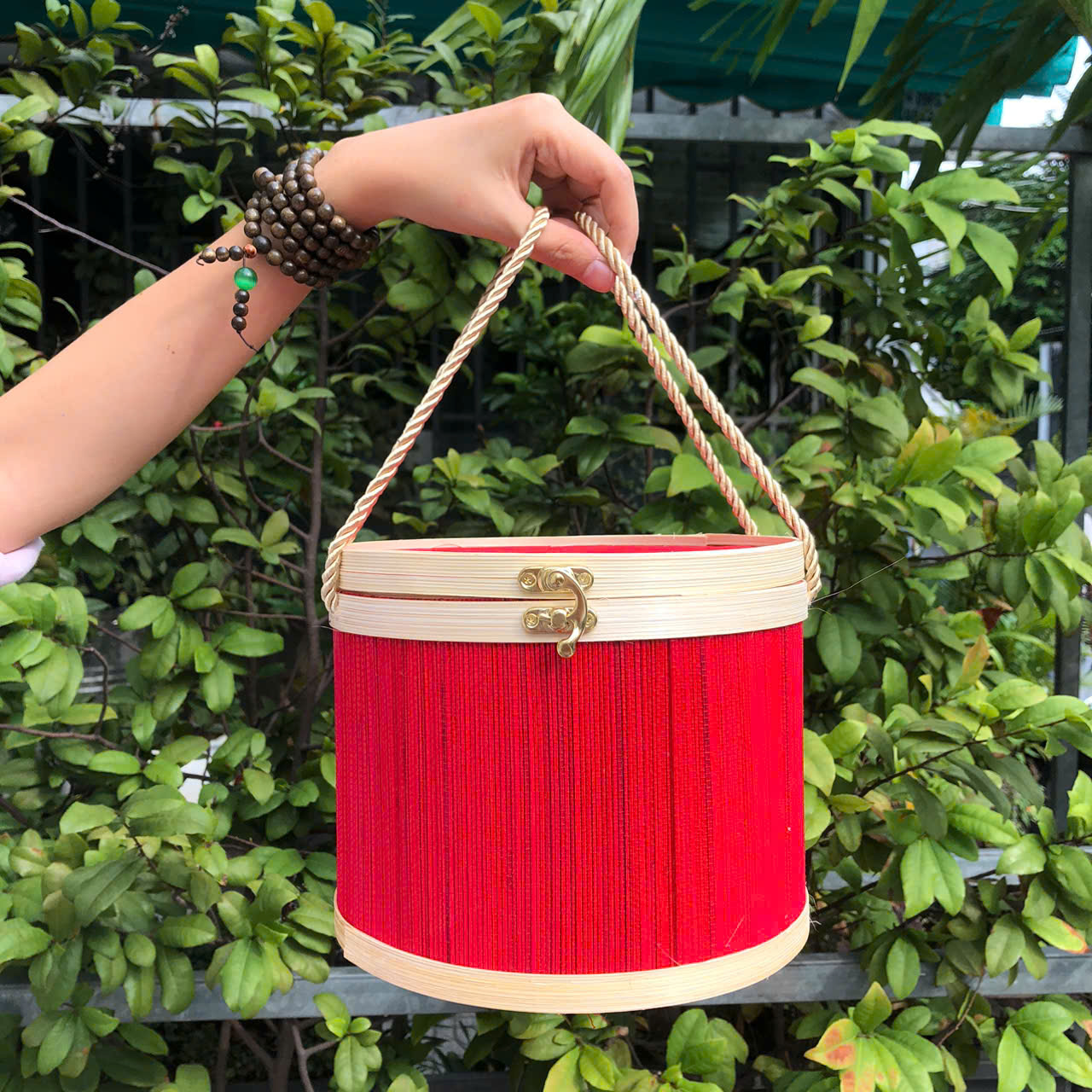Hộp mành tre tròn nhiều màu đựng quà tặng - Giỏ đựng quà đẹp