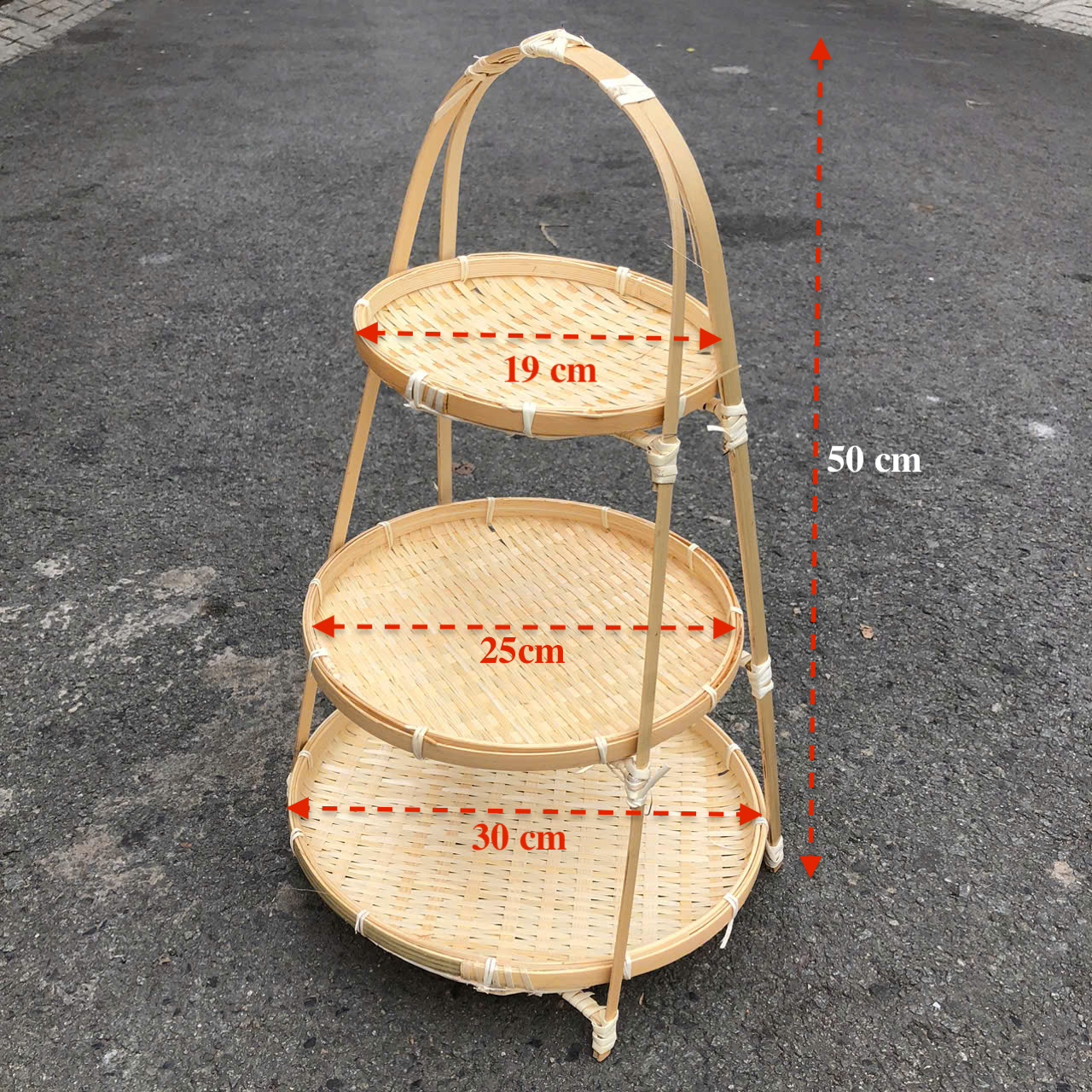 Mẹt tre tầng đựng đồ ăn trang trí - Kệ Mẹt Tầng