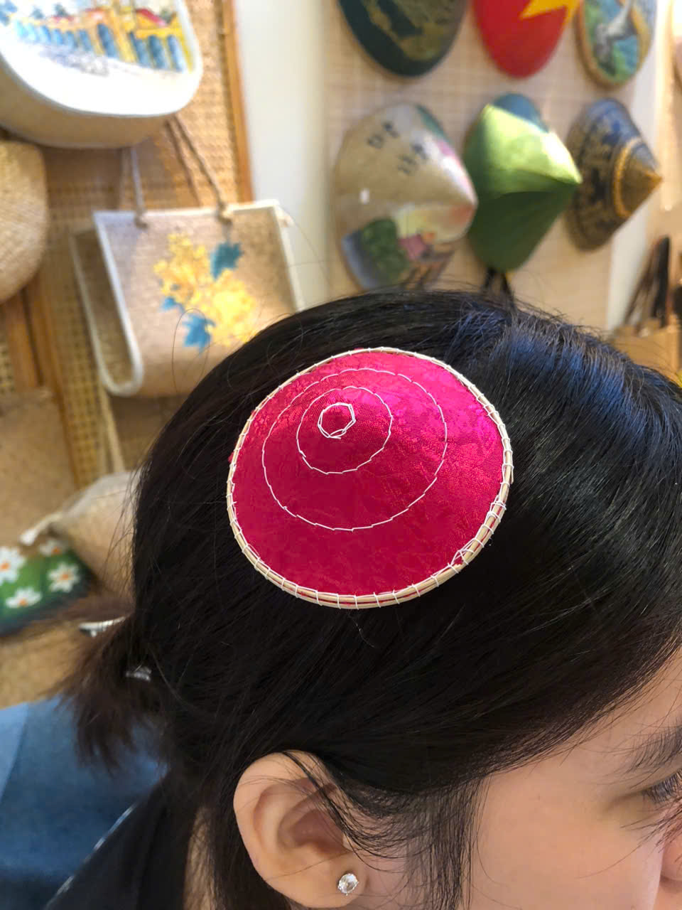 KẸP TÓC Nón lá LỤA mini cực xinh xắn - Kẹp tóc nón lá dễ thương làm quà tặng