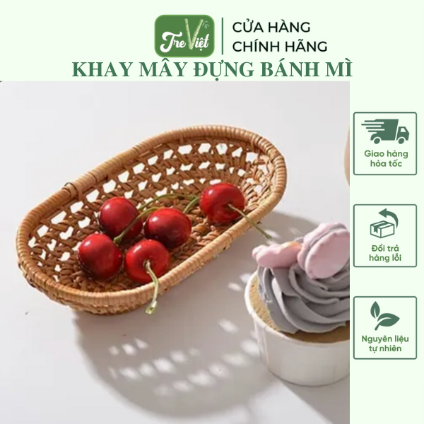 Khay mây đựng bánh mì, khoai tây xinh xắn - Dĩa bánh kẹo trưng bày