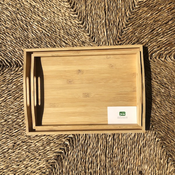 Khay Tre Đựng Trà Đựng Đồ Ăn Có Tay Cầm - Bamboo Tray