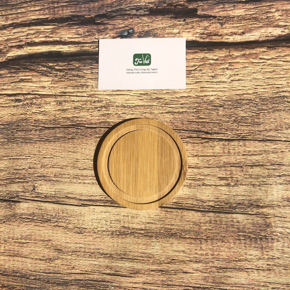 Lót ly tròn có rãnh - Lót ly bằng tre D9cm - Bamboo Coaster