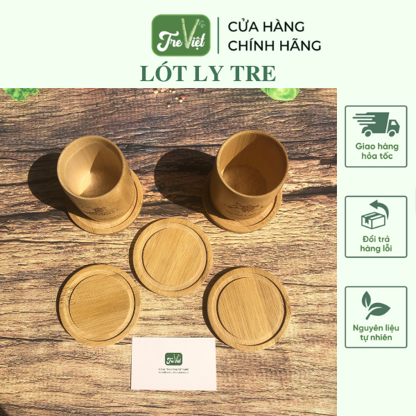 Lót ly tròn có rãnh - Lót ly bằng tre D9cm - Bamboo Coaster