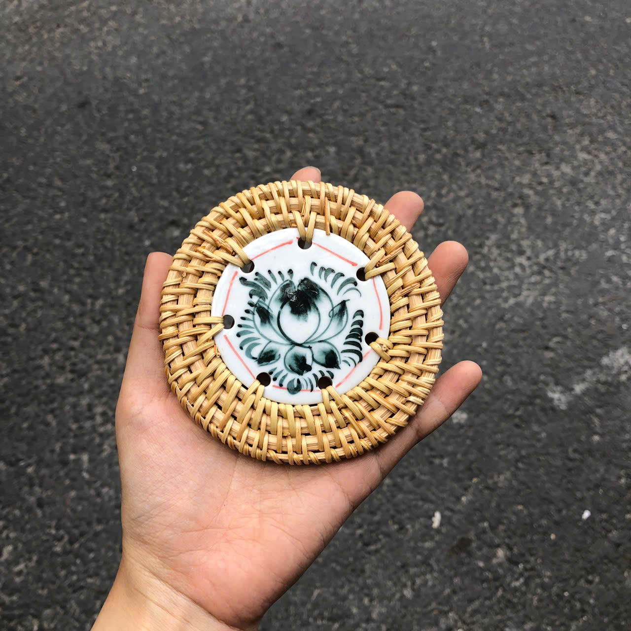 Lót mây sứ 9cm làm quà tặng decor xinh xắn (nhiều mẫu) - Ceramic Coaster