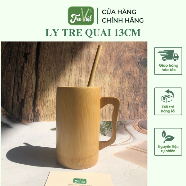 Ly tre có tay cầm - Bamboo cup with handle