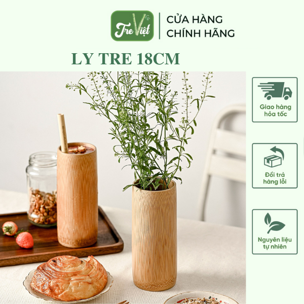 Ly tre đẹp - Cốc uống nước bằng tre cao 18cm - Bamboo Cup