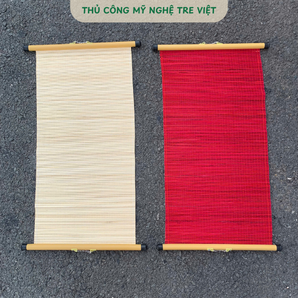Mành tre 30x60 dán câu đối, vẽ tranh - Mành tăm tre trang trí Tết decor (có ống treo)