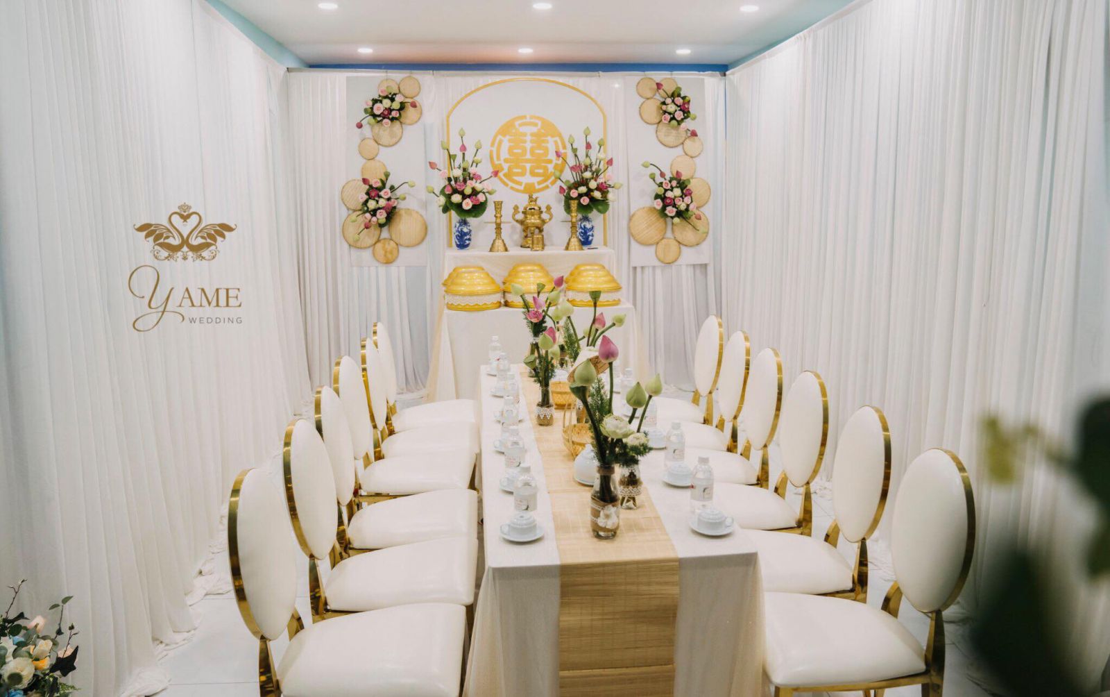 Mành tre trang trí, mành tăm tre khổ 30cm trải bàn gia tiên, trang trí tiệc cưới