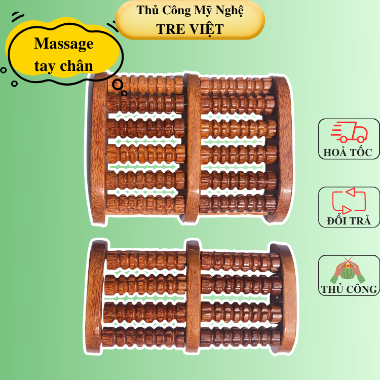 Bàn lăn Massage bàn tay, bàn chân gỗ dừa - Mát xa trị liệu