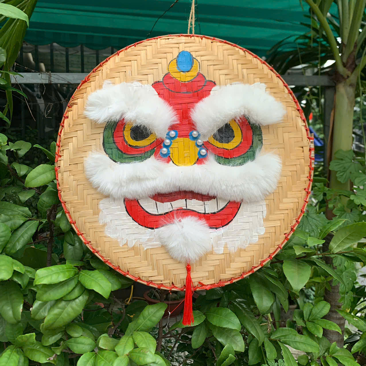 Mẹt LÂN trang trí Tết/ Trung Thu - Mẹt vẽ hình Đầu Lân