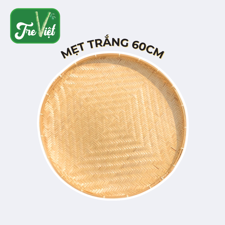 Mẹt trắng to 60cm cạp mây - Mẹt tre đựng đồ trang trí decor thân thiện môi trường