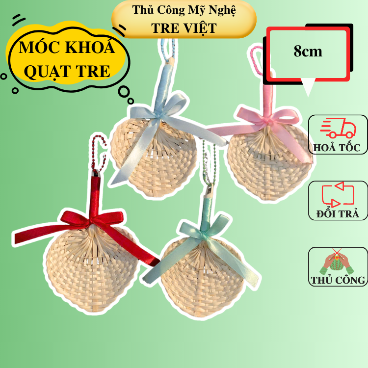 Móc khoá Quạt Tre xinh xắn - Charm móc khoá làm quà tặng hàng  thủ công Việt Nam