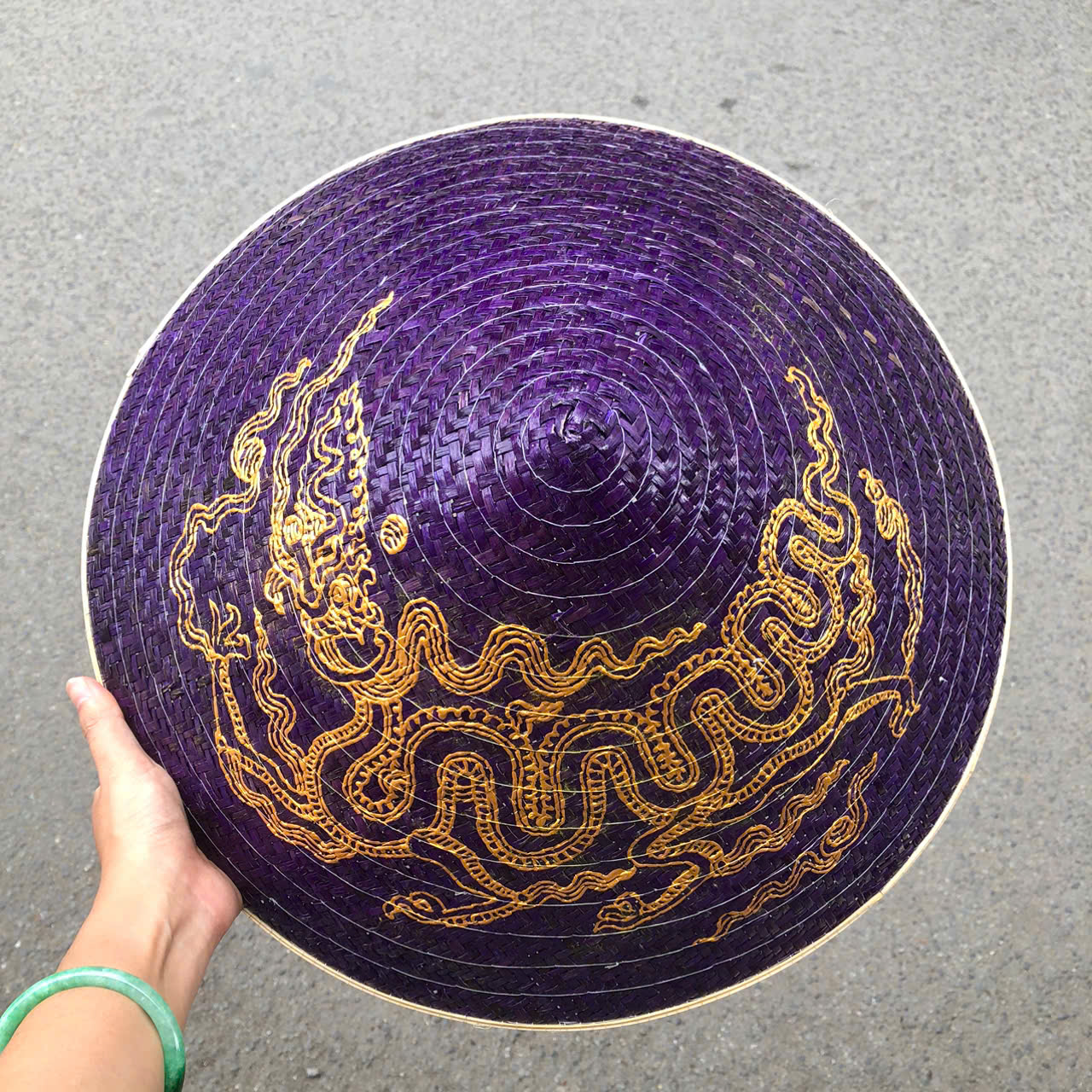 Nón lá cỏ bàng vẽ mẫu Rồng Phụng - Nón cỏ chắc chắn (mẫu đẹp)