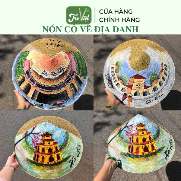 Nón lá cỏ bàng vẽ địa danh nổi tiếng - Nón cỏ bàng vẽ địa danh
