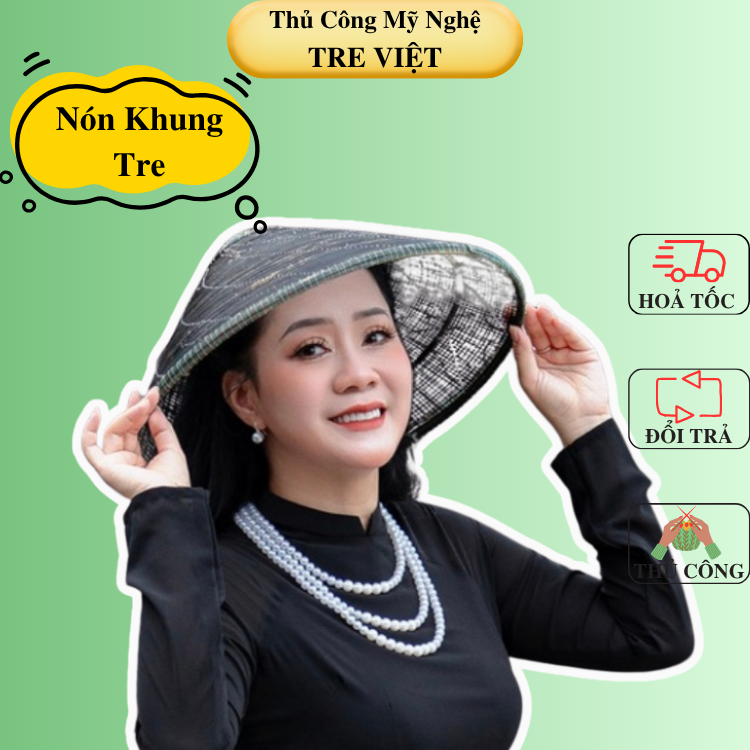 (Tặng Dây Đeo) Nón Khung Lưới Nan Tre , Nón Lá Thưa Chụp ảnh Áo Dài