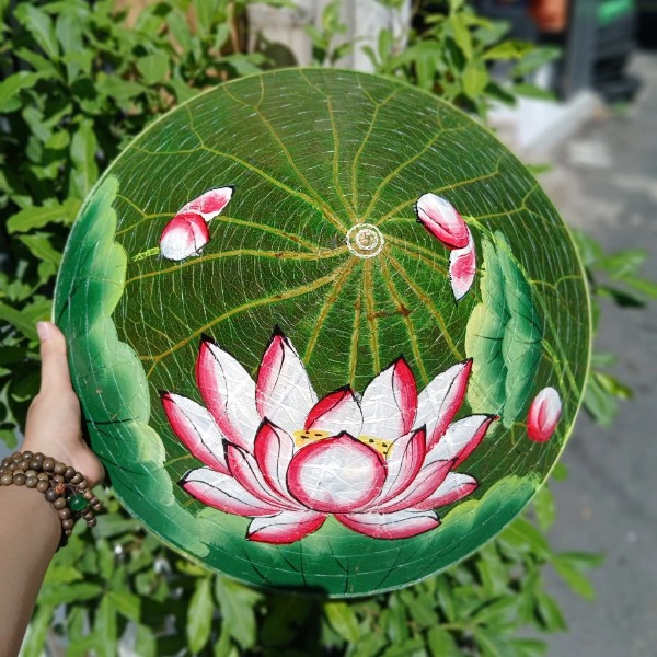 Nón lá bằng sen vẽ hoa - Nón lá sen chắc chắn (mẫu đẹp)