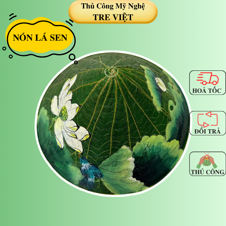 Nón lá bằng sen vẽ hoa - Nón lá sen chắc chắn (mẫu đẹp)