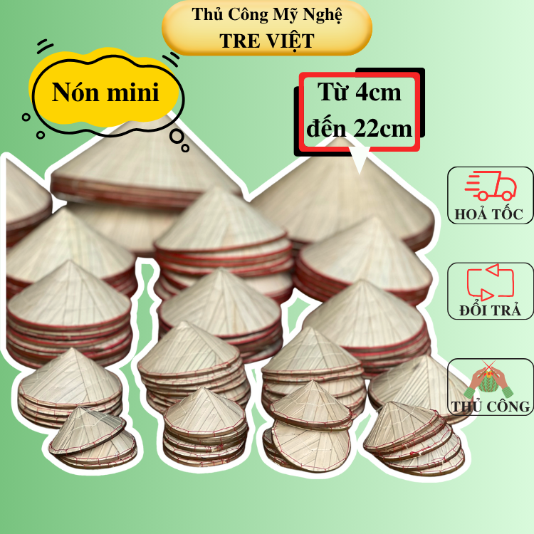 Nón lá Huế trang trí deco phong cách đồng quê -  Nón lá biểu diễn văn nghệ nhiều kích thước