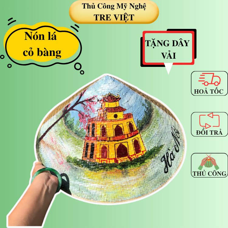 Nón lá cỏ bàng vẽ địa danh nổi tiếng - Nón cỏ bàng vẽ địa danh