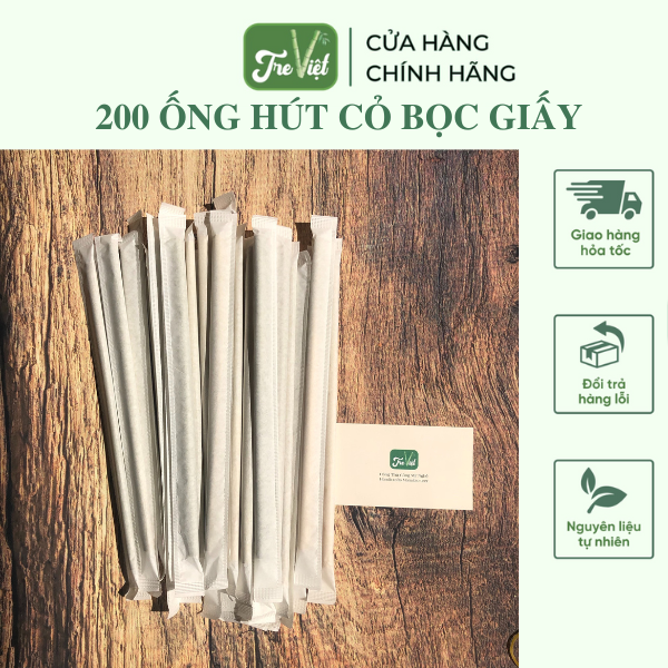Combo 200 Ống Hút Cỏ Bọc Giấy cho quán ăn/ nhà hàng/ khách sạn