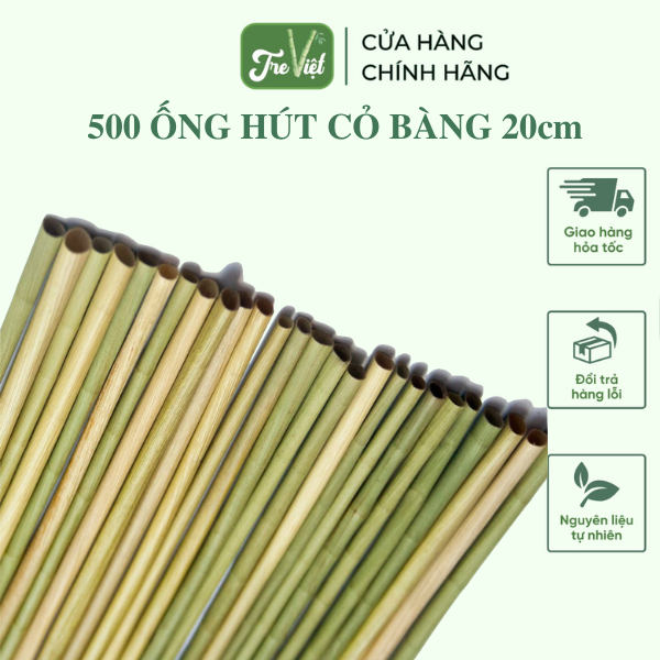 Combo 500 ống hút cỏ bàng 20cm - Ống hút tự nhiên thân thiện môi trường