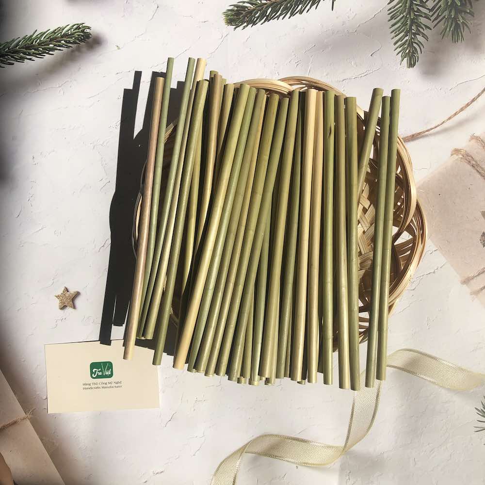 Combo 500 ống hút cỏ bàng 20cm - Ống hút tự nhiên thân thiện môi trường