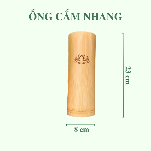 Ống đựng nhang bằng tre - Ống tre cắm nhang đẹp có khắc hoa sen