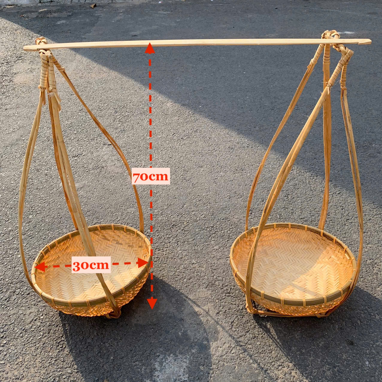 Quang gánh tre trang trí tết, bày hoa quả, phụ kiện chụp ảnh decor nhiều kích thước