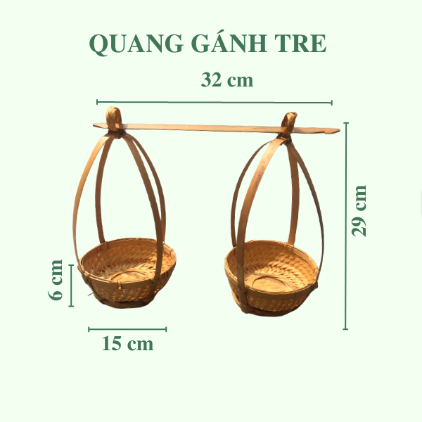 Quang gánh mini trang trí decor dễ thương  chụp ảnh -  Quang gánh tre mini hun khói