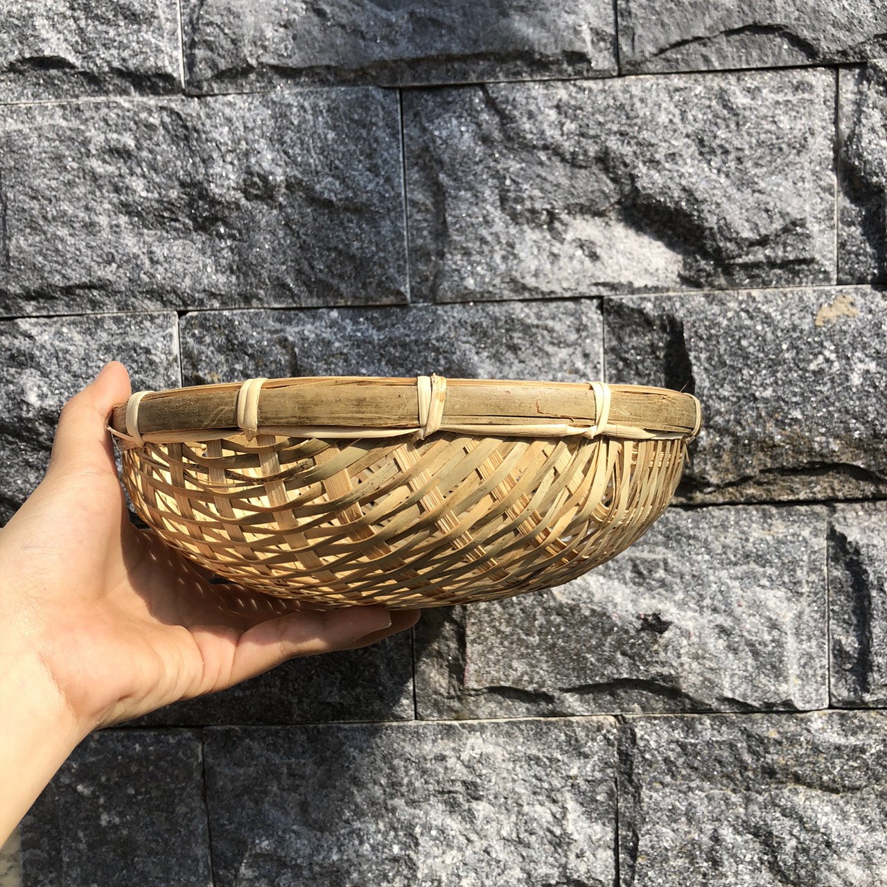 Rổ Cật Tre cạp mây - Rá Tre Xanh Đựng Đồ Decor Trang Trí