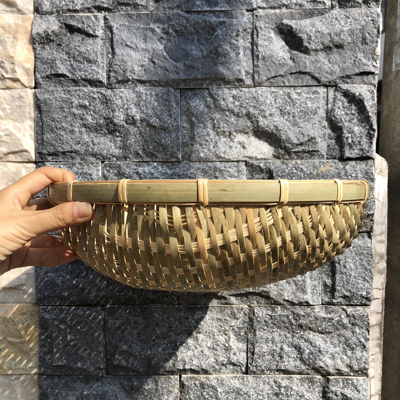 Rổ Cật Tre cạp mây - Rá Tre Xanh Đựng Đồ Decor Trang Trí