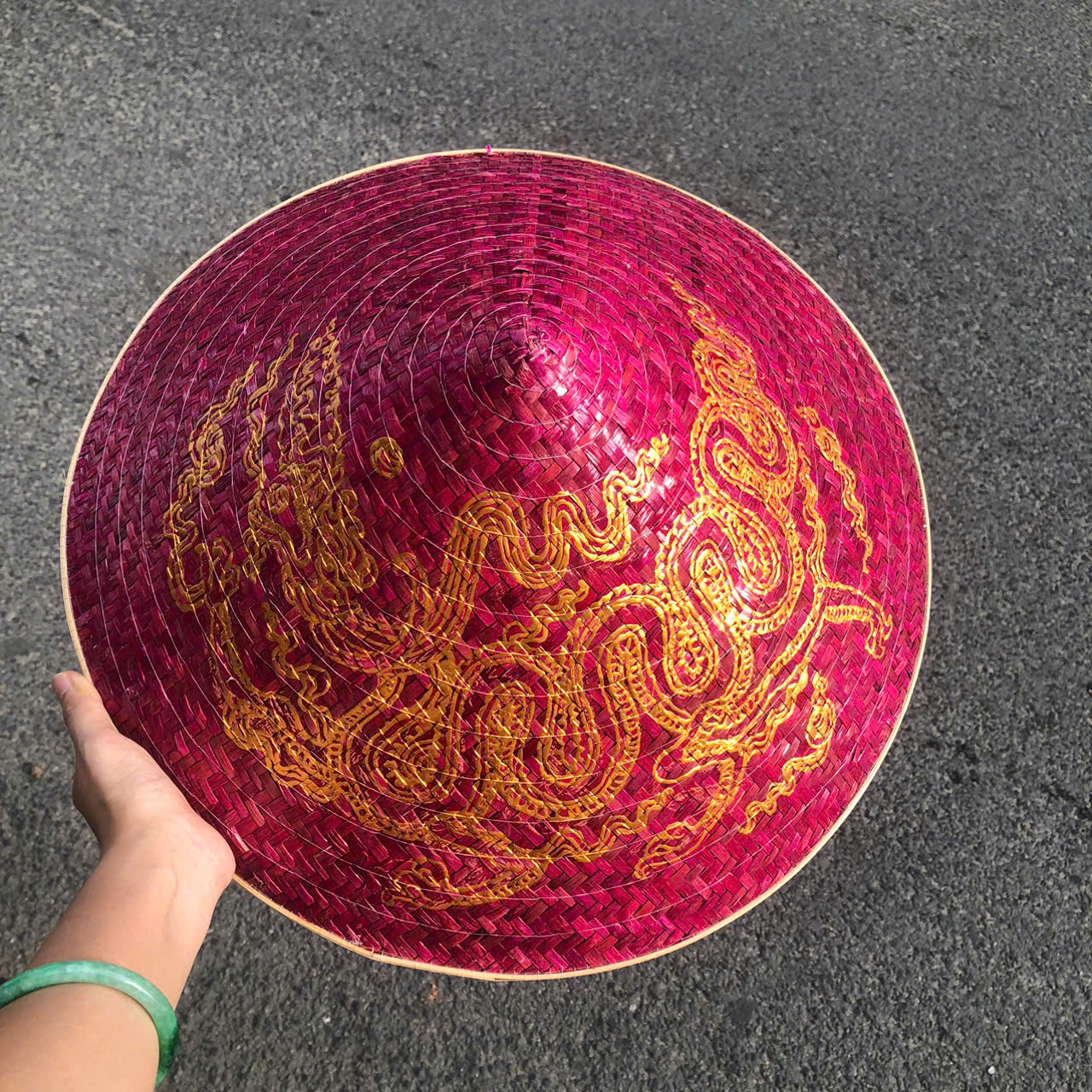 Nón lá cỏ bàng vẽ mẫu Rồng Phụng - Nón cỏ chắc chắn (mẫu đẹp)