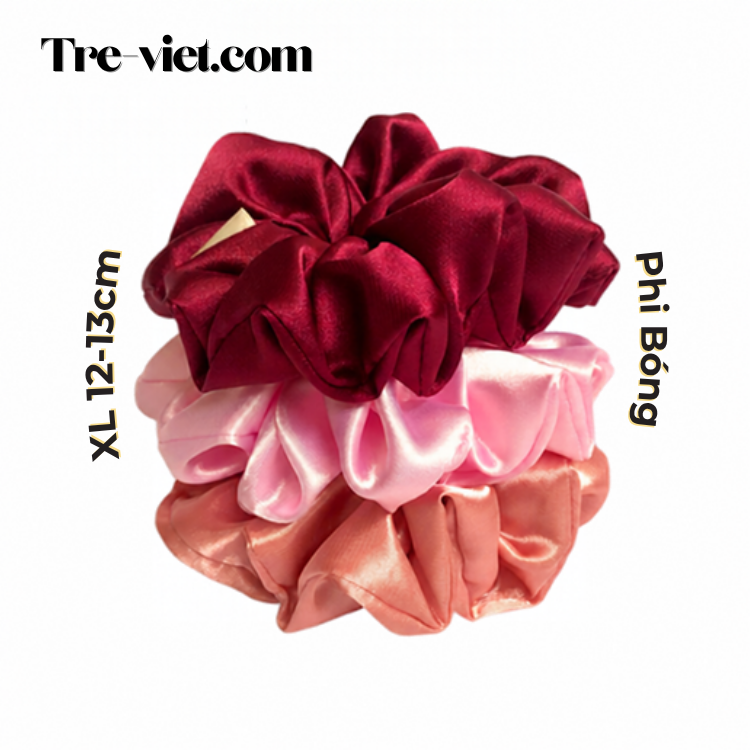Dây Cột Tóc Scrunchie Handmade -Lụa Bóng Xinh Xắn Siêu Co Giãn