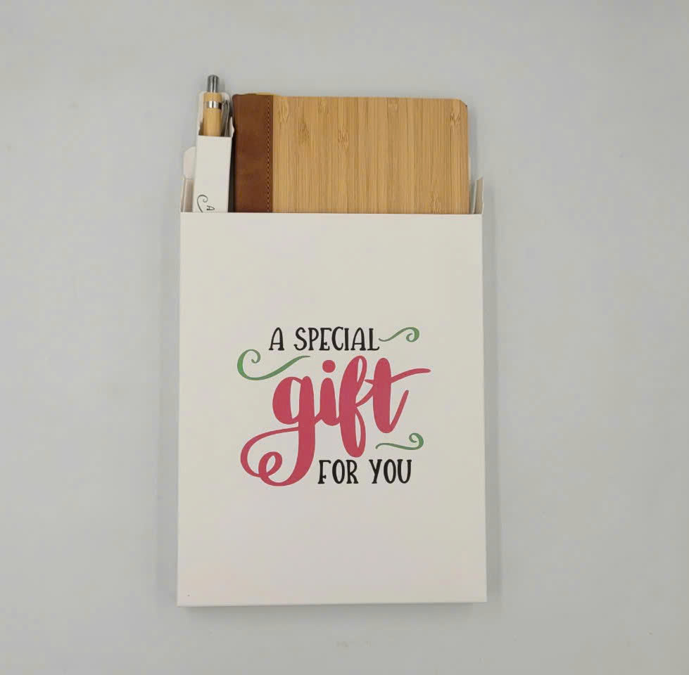 Sổ tay da bìa tre tặng kèm bút bi tre khắc tên theo yêu cầu làm quà tặng