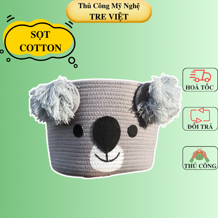 Sọt Cotton đựng đồ chơi - Giỏ đựng quần áo dễ thương xinh xắn bằng cotton