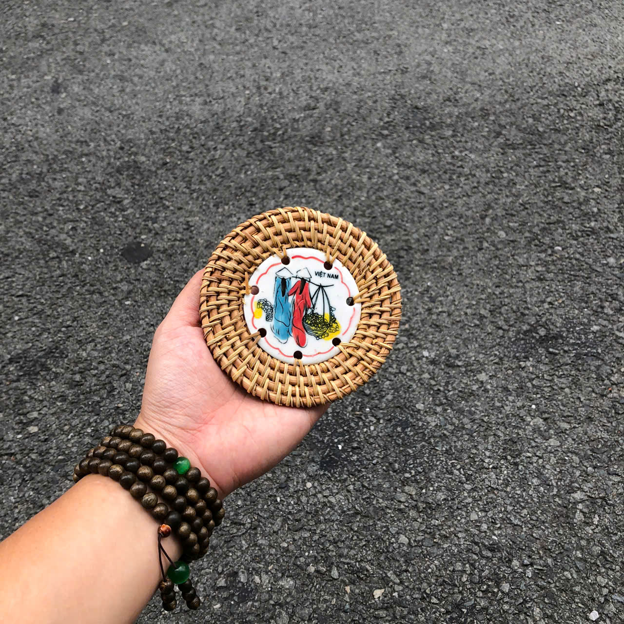 Lót mây sứ 9cm làm quà tặng decor xinh xắn (nhiều mẫu) - Ceramic Coaster