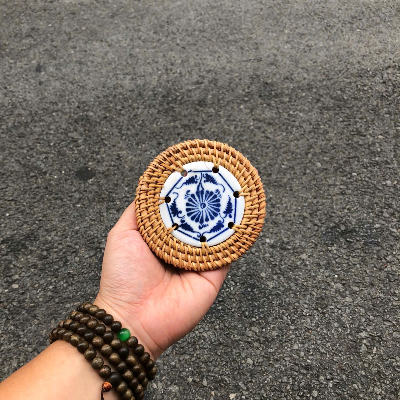 Lót mây sứ 9cm làm quà tặng decor xinh xắn (nhiều mẫu) - Ceramic Coaster