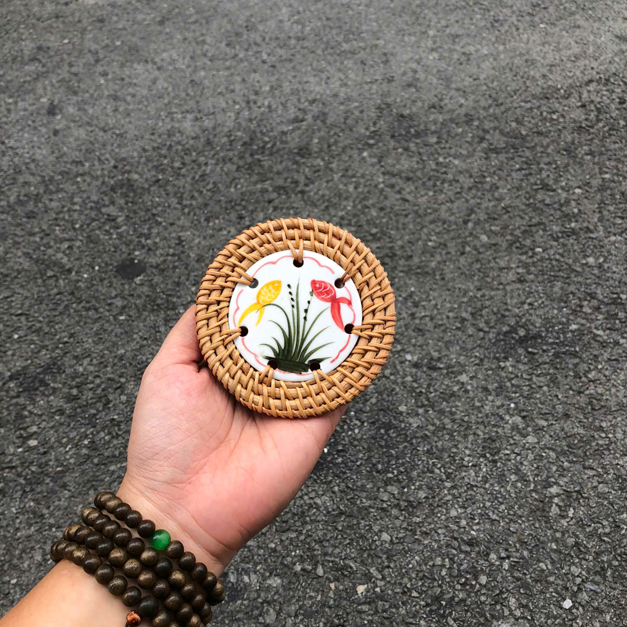 Lót mây sứ 9cm làm quà tặng decor xinh xắn (nhiều mẫu) - Ceramic Coaster