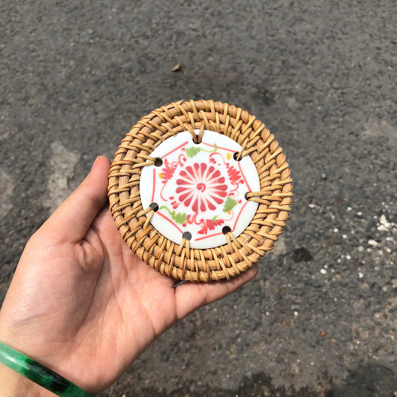 Lót mây sứ 9cm làm quà tặng decor xinh xắn (nhiều mẫu) - Ceramic Coaster